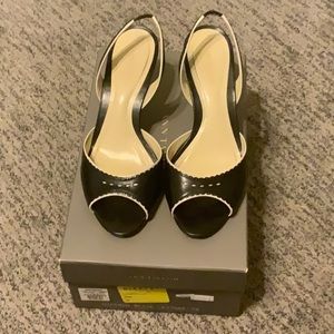 Ann Taylor Shannon black leather heels size 7